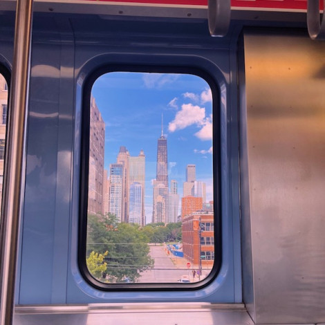 John Hancock building as seen from Red Line window